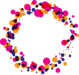 Vibrant Pink Orange Blue Circle Pattern on White Background