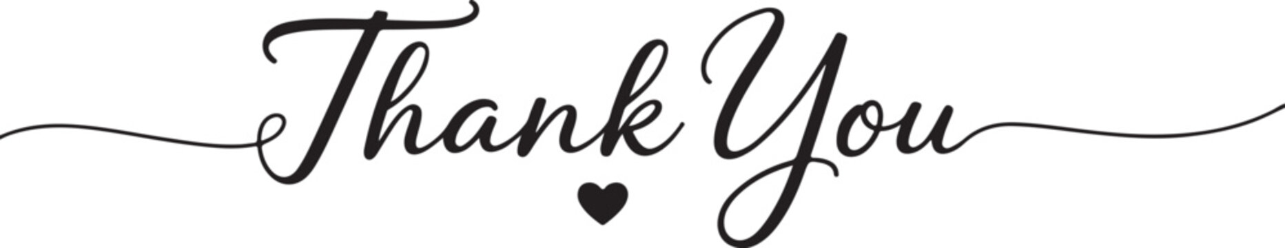 gratitude script thank you lettering with heart for greeting card