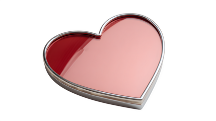 Polished heart reflection isolated on transparent background