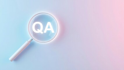 Magnifying glass highlighting qa