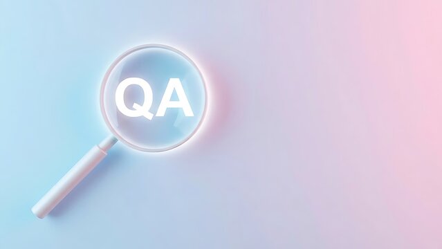 Magnifying glass highlighting qa