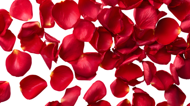 Scattered Red Rose Petals isolated on transparent background - Powered by Adobe