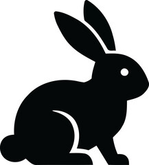 Black silhouette of a rabbit isolated on white background.