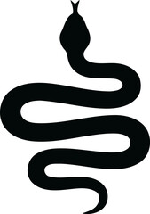 Black silhouette of a snake isolated on white background.