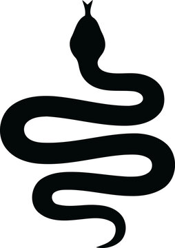 Black silhouette of a snake isolated on white background.