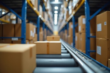Photographing the Smooth Movement of Cardboard Boxes Through a Warehouse Conveyor Belt System: Highlighting Efficient and Sustainable Operations