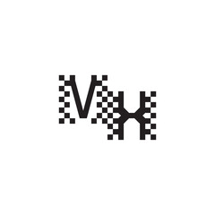 Design Modern Abstract Bold VH Alphabet Logo Monogram Alphabet Initial Pixel Vector