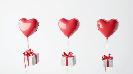Valentine's day gifts with heart balloons and gift boxes