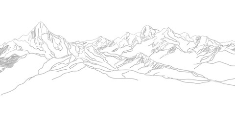 vector illustration of mountain landscape or hand drawn vector line art mountains design. © Namira