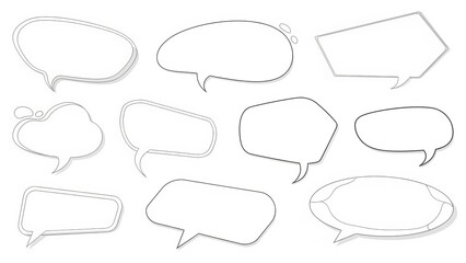 Set of Empty Speech Bubbles and Comic Style Think Clouds for Communication and Social Media Design
