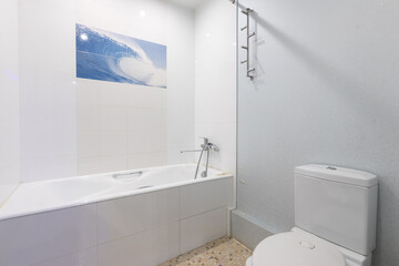 modern bathroom room with toilet and washing machine