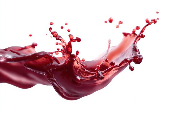 Dynamic red liquid splash against white background