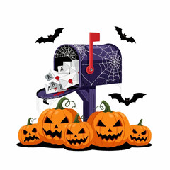 Obraz premium Halloween Mailbox with Jack-o-Lanterns and Bats.