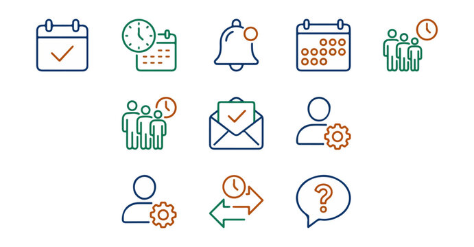 Set of various iconography illustrations for business and productivity