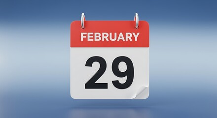 February 29 calendar page on blue background