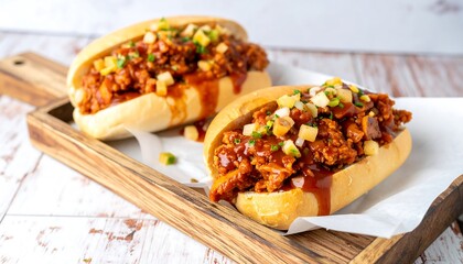 Delicious Sloppy Joes on a Wooden Serving Board - A Culinary Delight.