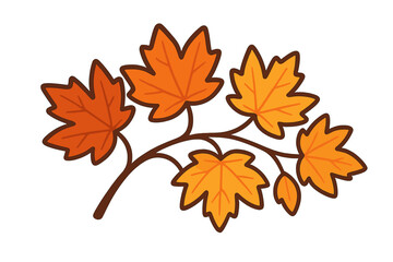 Fototapeta premium Colorful leaves on a branch show autumn hues in a simple design set against a white background