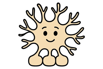 Obraz premium Character with branches and smiling face shows playfulness in a simple design without complex elements or colors