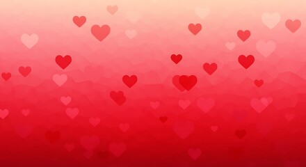 red hearts on pink and red gradient background