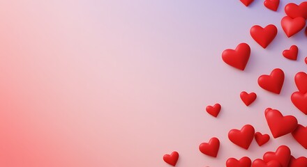 red hearts on pink background