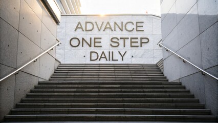 Stone Steps Leading Up With Motivational Message Above