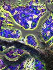 green alien tree blue leaves