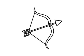 Minimalist Cupid bow and arrow line art for Valentine's day love hunting and romantic concept