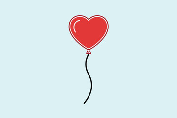 Red heart shape balloon with string for valentine day party decoration and romantic surprise concept