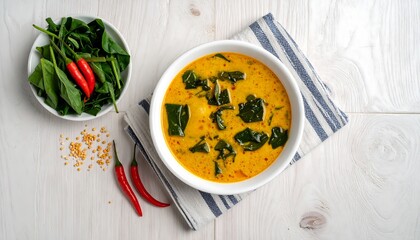 Delicious Thai Green Curry with Spinach and Red Peppers.