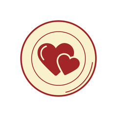 Heart medal badge in circular frame for love award and romantic valentine day gift concept