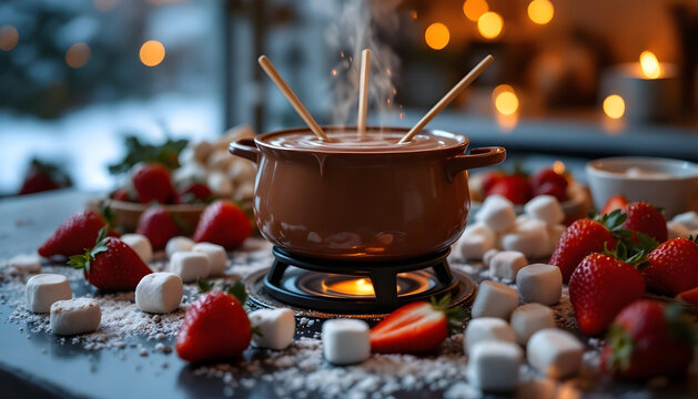 A close-up wide-angle shot of chocolates melting - Powered by Adobe