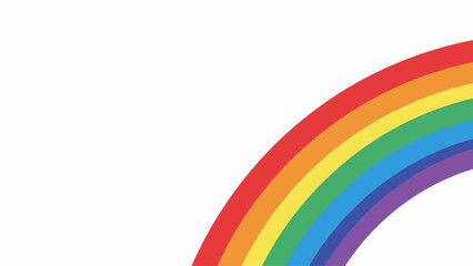 Obraz premium Colorful rainbow arc features vibrant spectrum of red, orange, yellow, green, blue, indigo, violet on crisp white background. Bright rainbow arc symbolizing hope and joy, creating cheerful visual.