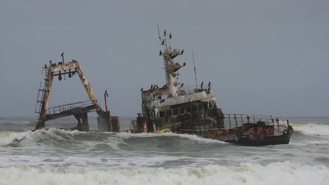 Shipwreck Zeila near Henties Bay on the Skeleton Coast of Namibia