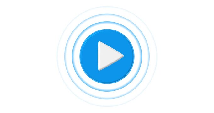 Simple video play animation on transparent background. Play icon, video play icon design animation. glowing play button animation with waves
