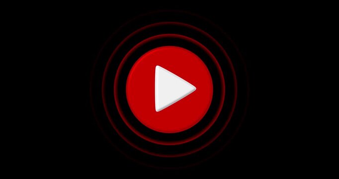 Simple video play animation on transparent background. Play icon, video play icon design animation. glowing play button animation with waves
