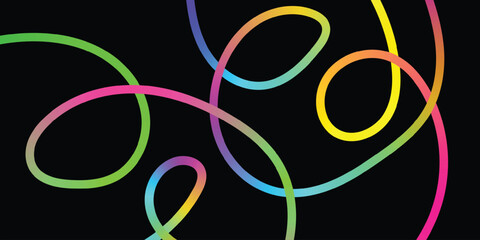 Abstract colorful doodle rainbow background, Abstract wavy multicolor gradient vector line art background.