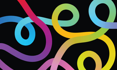 Abstract colorful doodle rainbow background, Abstract wavy multicolor gradient vector line art background.