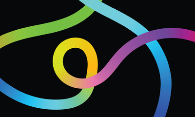 Abstract colorful doodle rainbow background, Abstract wavy multicolor gradient vector line art background.