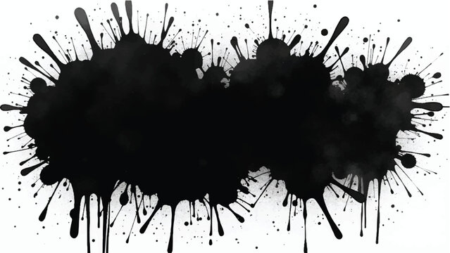 Ink splash isolated on white background. Black drop ink splatter. Black Ink splash texture background.