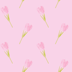 Seamless pattern of tulips, Halftone. colorful halftone texture, retro comic style, with dotted texture. perfect for print, botanical pattern, wallpaper, packaging, scrapbook dividers.