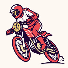 Obraz premium Vector illustration of a sporty motorcycle racing mascot design in cmyk