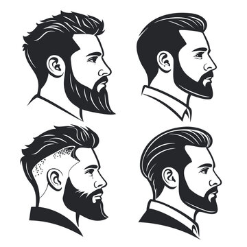 Variety of men s grooming and beard style symbols in vector format