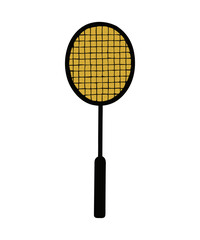 Badminton Racket Icon &ndash; Vector Sports Equipment with Yellow Strings Isolated on White Background