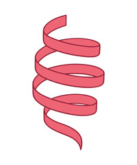 Red Helical Spiral Ribbon &ndash; Abstract 3D Coil Design Isolated on White Background