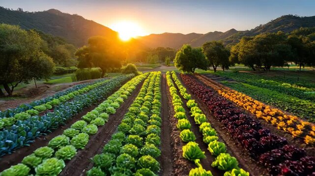Vibrant young kale plants growing in a lush sustainable farm setting