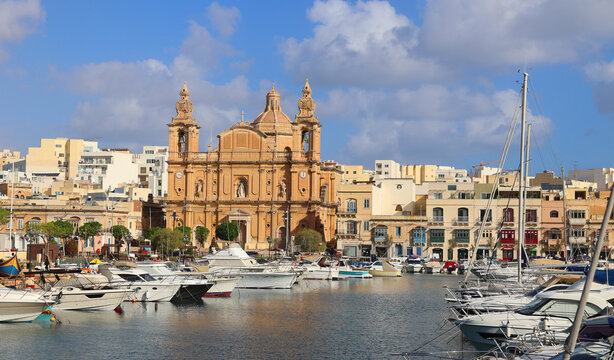 Misda Valletta Malta, Church of Sultana tal-paci, St Joseph's Parish Church, Msida on the Waterfront of Sliema on the island of Malta Europe.