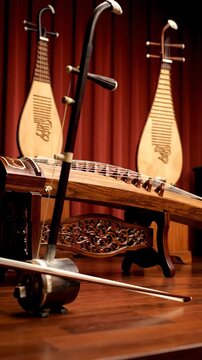 Asian string instruments including guzheng erhu and pipa