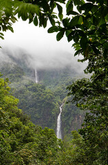 The first and second cascades of Carbet waterfall - Caribbean island Guadeloupe
