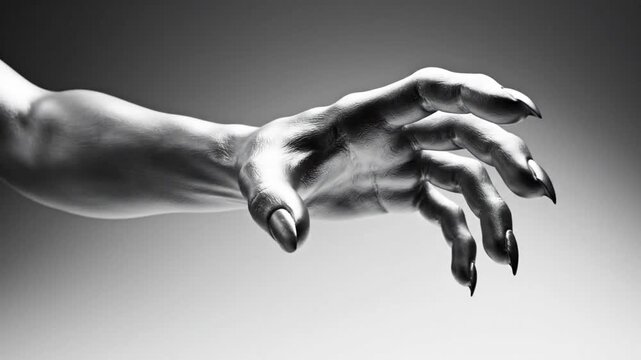 a persons hand with long black nails in a dramatic pose Surreal Silliness concept Footage