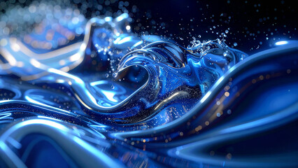 Swirling blue liquid energy with hand-drawn artistic lines and high-definition fluid dynamics